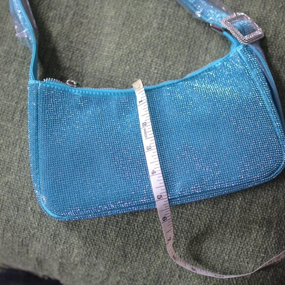 NWT Aqua Diva Revolution Rhinestone Shoulder Blue Bag. - Picture 8 of 9